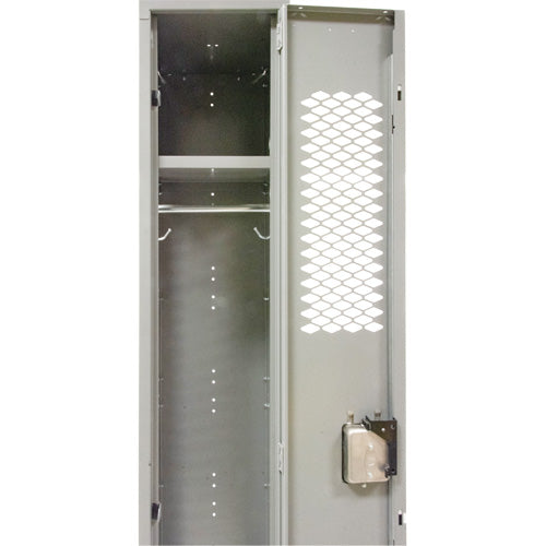 Vented Lockers, Bank of 2, 24" x 18" x 88", Steel, Grey, Knocked Down, Perforated