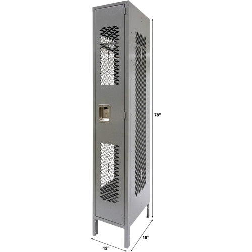 Vented Lockers, 12" x 18" x 78", Steel, Grey, Knocked Down, Perforated