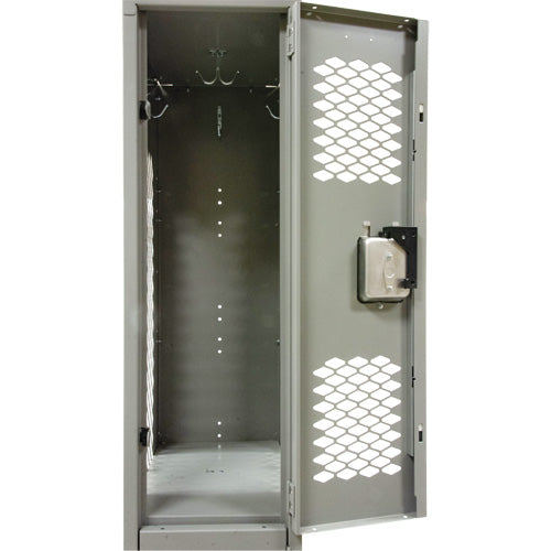 Vented Lockers, 2 -tier, Bank of 2, 24" x 18" x 78", Steel, Grey, Knocked Down, Perforated