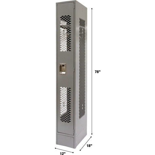 Vented Lockers, 12" x 18" x 78", Steel, Grey, Knocked Down, Perforated
