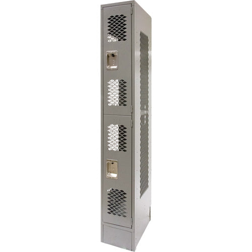 Vented Lockers, 2 -tier, 12" x 18" x 78", Steel, Grey, Knocked Down, Perforated