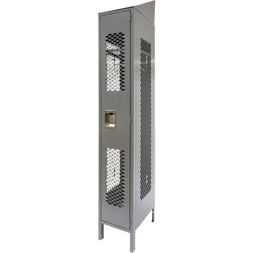 Vented Lockers, 12" x 18" x 88", Steel, Grey, Knocked Down, Perforated