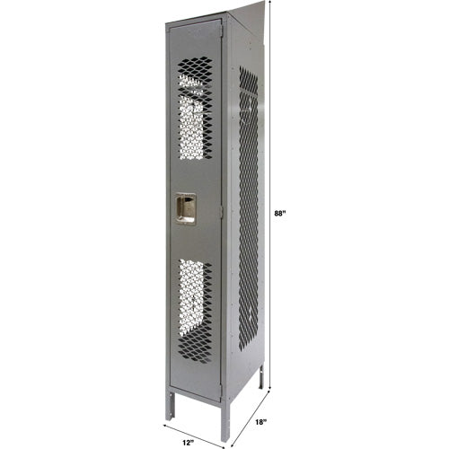 Vented Lockers, 12" x 18" x 88", Steel, Grey, Knocked Down, Perforated