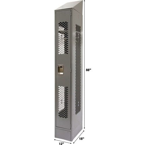 Vented Lockers, 12" x 18" x 88", Steel, Grey, Knocked Down, Perforated