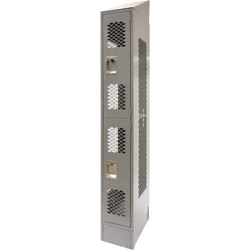 Vented Lockers, 2 -tier, 12" x 18" x 88", Steel, Grey, Knocked Down, Perforated