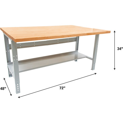 Industrial Modular Workbench, 1000 lbs. Cap., 72" W x 48" D