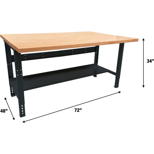 Industrial Modular Workbench, 1000 lbs. Cap., 72" W x 48" D