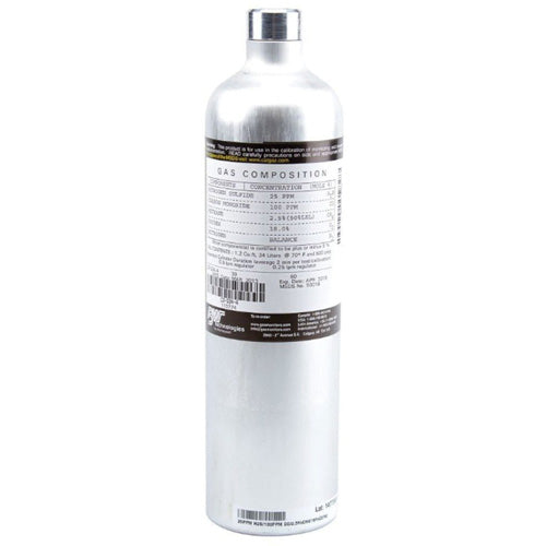 Calibration Testing Gas Cylinder, 4 Gas Mix, CH4/CO/H2S/O2, 58 Litres