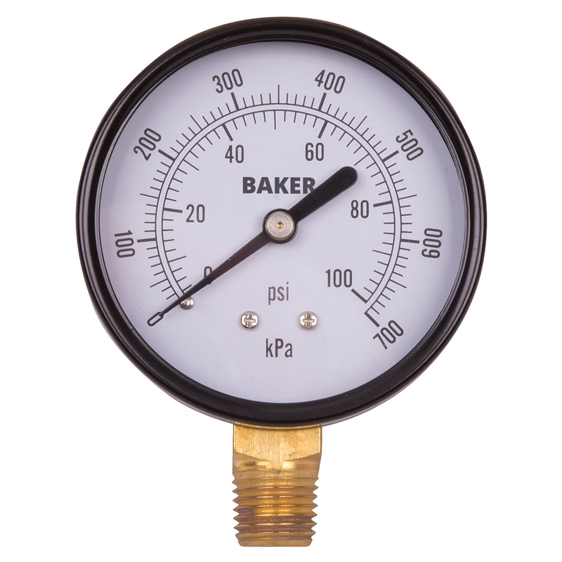 Manomètres, 2-1/2", 0 - 100 psi, montage inférieur, analogiques