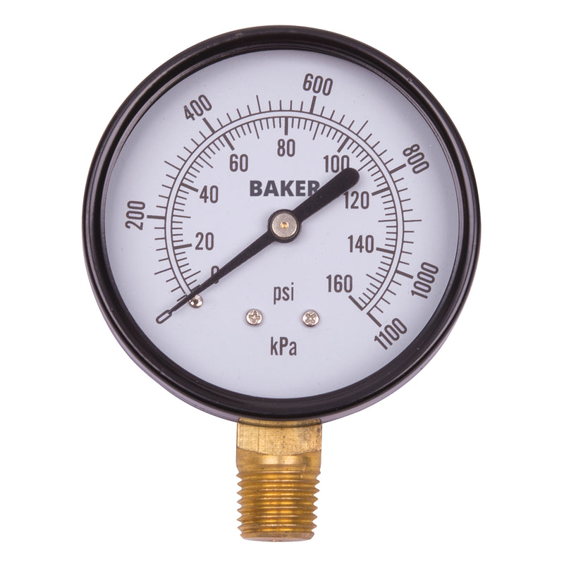 Pressure Gauges, 2-1/2" , 0 - 160 psi, Bottom Mount, Analogue