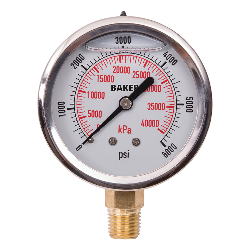 Manomètres analogiques, 2-1/2", 0 à 6 000 psi, montage inférieur, remplis de liquide