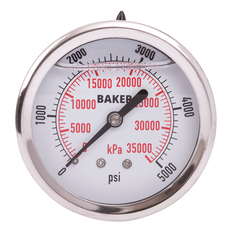 Pressure Gauges, 2-1/2" , 0-5000 psi/0-35,000 kPa, Back Mount, Liquid Filled Analogue