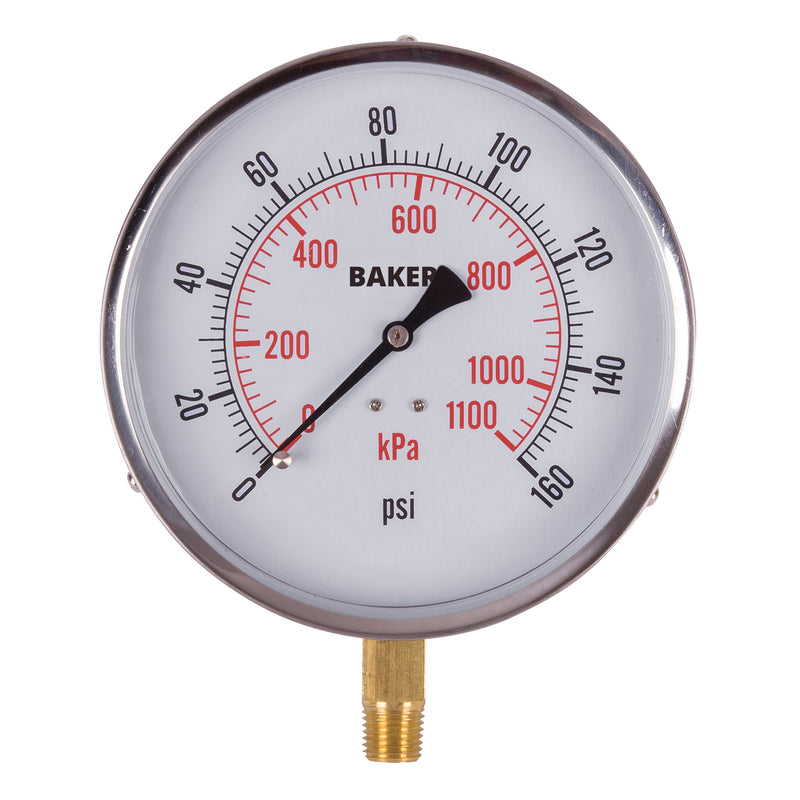 Manomètres, 4-1/2", 0 - 160 psi, montage inférieur, analogiques
