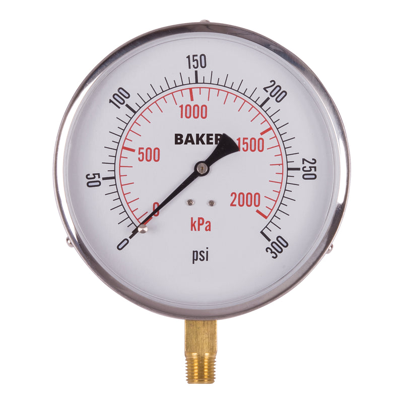 Pressure Gauges, 4-1/2" , 0-300 psi, Bottom Mount, Analogue