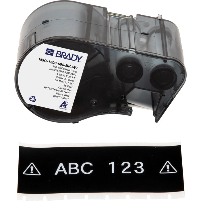 Étiquettes toutes saisons, vinyle, blanc sur noir, largeur 1,5 po