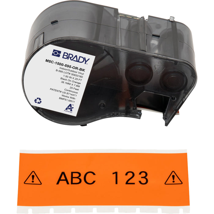 All-Weather Labels, Vinyl, Black on Orange, 1.5" Width