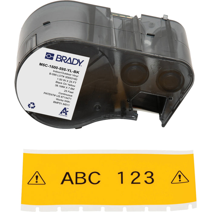 Étiquettes toutes saisons, vinyle, noir sur jaune, largeur 1,5 po