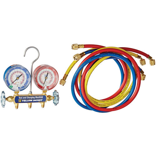 Manifold Gauge Two-Valve Set for R-22/404A/410A, 3-1/8" , 500 - 800 psi, Bottom Mount, Analogue