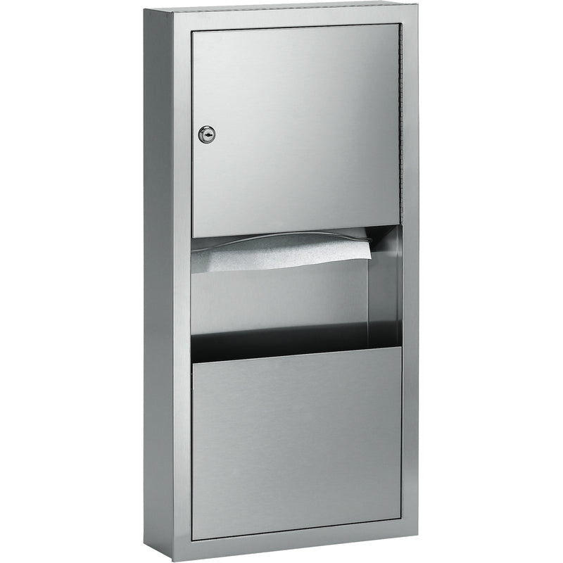 Combination Towel Dispenser with Waste Receptacle, Manual, 14" W x 4" D x 28" H