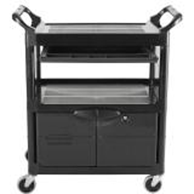 Service Utility Cart with Cabinet, 2 Tiers, 33-5/8" x 37-4/5" x 18-5/8", 200 lbs. Capacity