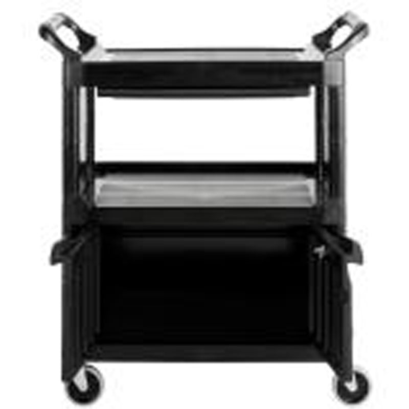 Service Utility Cart with Cabinet, 2 Tiers, 33-5/8" x 37-4/5" x 18-5/8", 200 lbs. Capacity