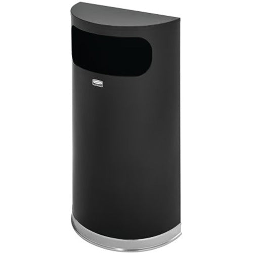 Half-Round Open Top Waste Container, Steel, 9 US gal.