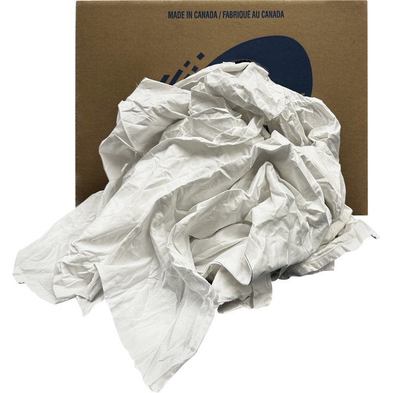 Recycled Wiping Rags, Cotton, White, 20 lbs.