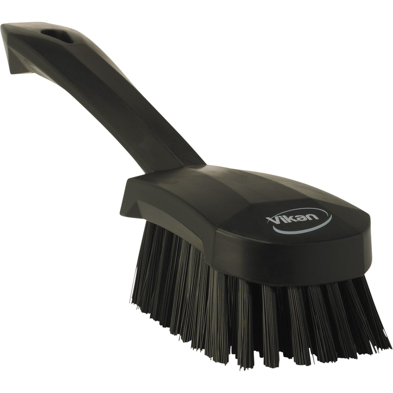 Brosse à baratter à manche court, poils durs, 25 cm de long, noire