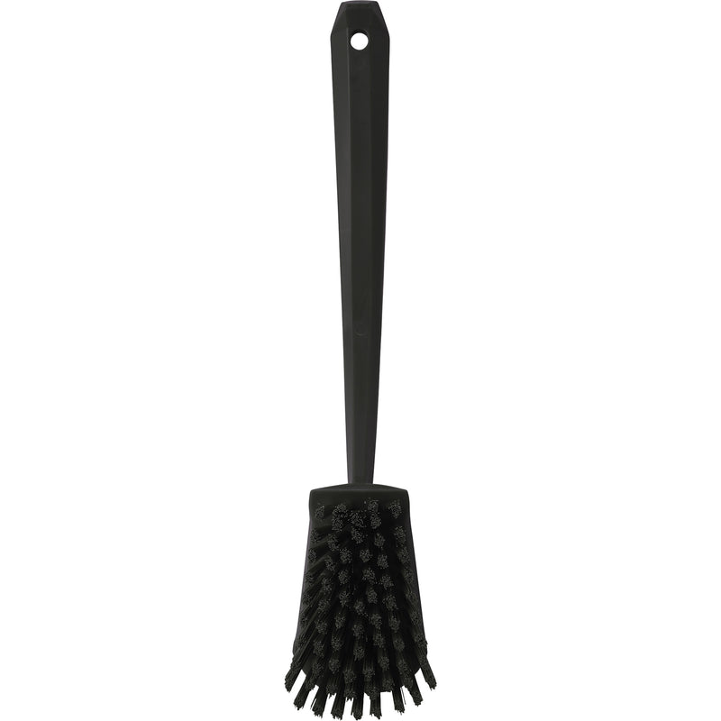 Long Handle Brush, Stiff Bristles, 16-3/10" Long, Black