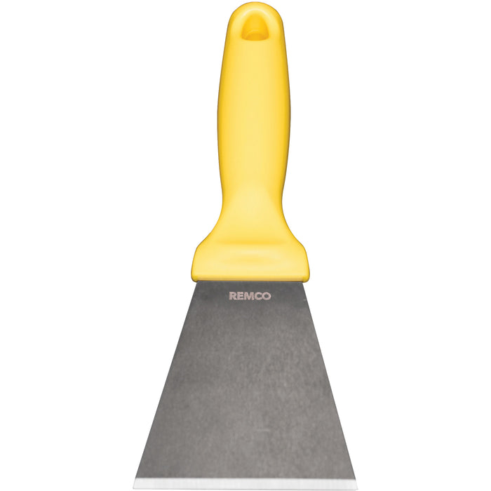 Large Stainless Steel Scraper, Yellow, 3" W x 9" L