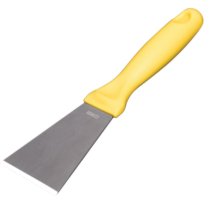 Large Stainless Steel Scraper, Yellow, 3" W x 9" L