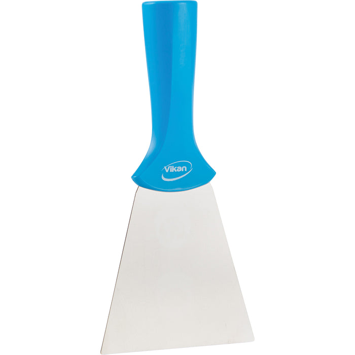 Handle-Mounted Stainless Steel Scraper, Blue, 4" W x 8" L