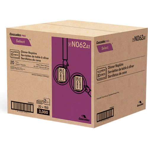 Pro Select® 1/8 Fold Dinner Napkin, 2 Ply, 15" x 16"