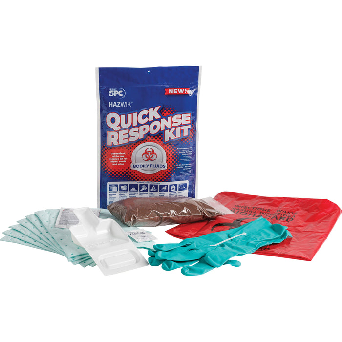 Hazwik® Quick Response Spill Kit for Bodily Fluids, Biohazard, Bag, 0.49 US gal. Absorbancy