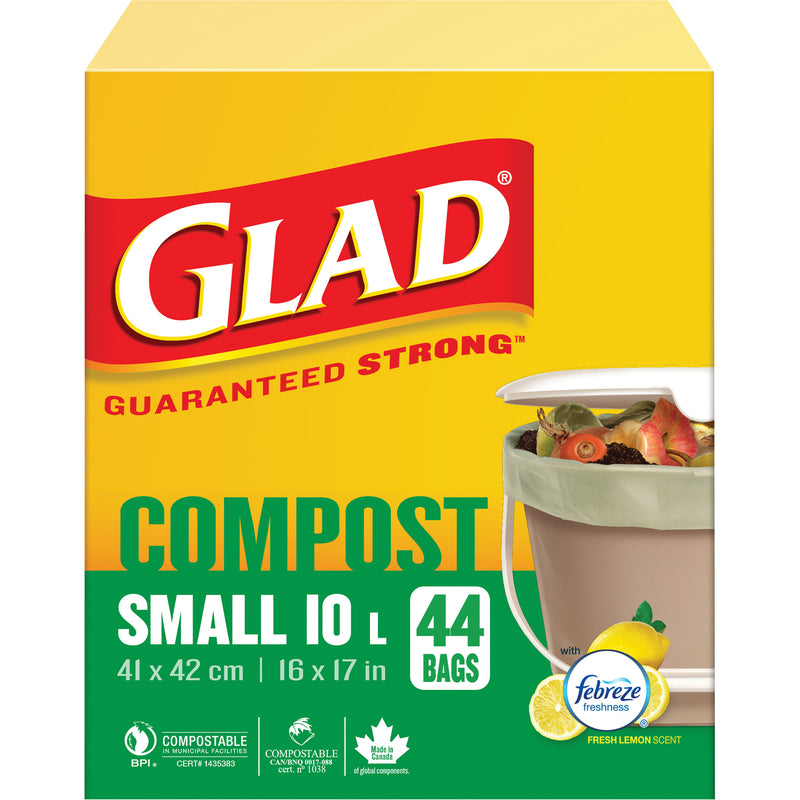 Sacs compostables de petite taille de 10 L, réguliers, 17 po L x 16 po l, bruns, 44 qté/pqt.