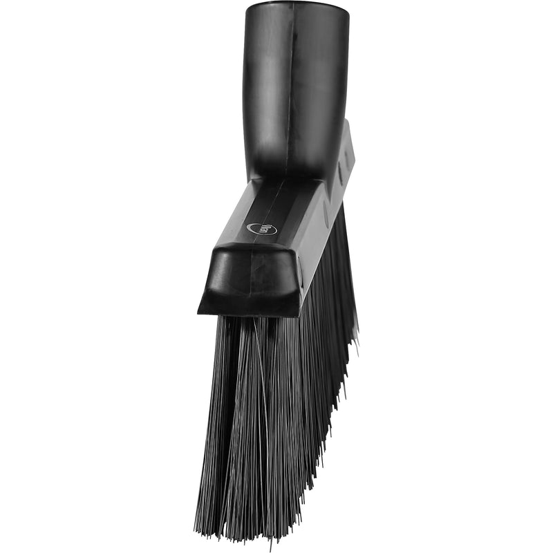 Dustpan Broom with Angled Thread, Medium Bristles, 10", Polyester, Black