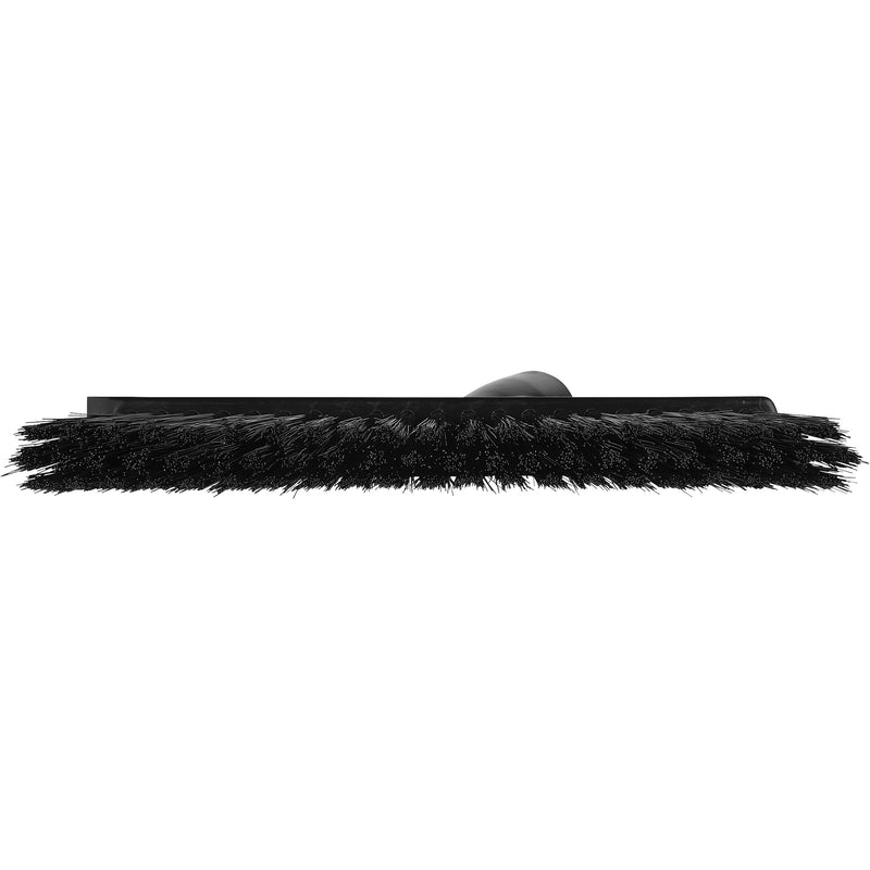 Dustpan Broom with Angled Thread, Medium Bristles, 10", Polyester, Black