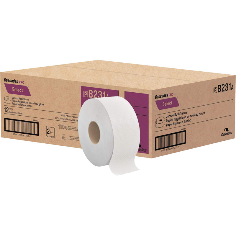 Papier hygiénique Pro Select®, rouleau géant, 2 épaisseurs, longueur 750 pi, blanc