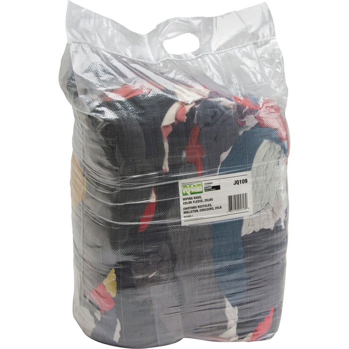 Recycled Material Wiping Rags, Fleece, Mix Colours, 25 lbs.