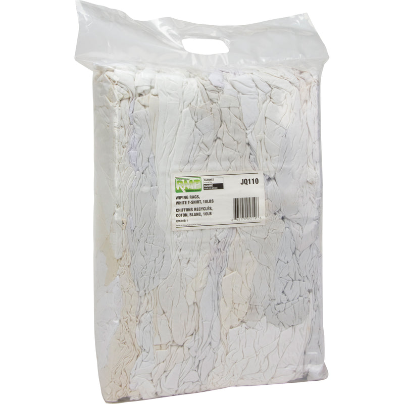 Chiffons d'essuyage en matériaux recyclés, coton, blanc, 10 lb