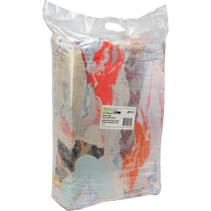 Recycled Material Wiping Rags, Terrycloth, Mix Colours, 25 lbs.