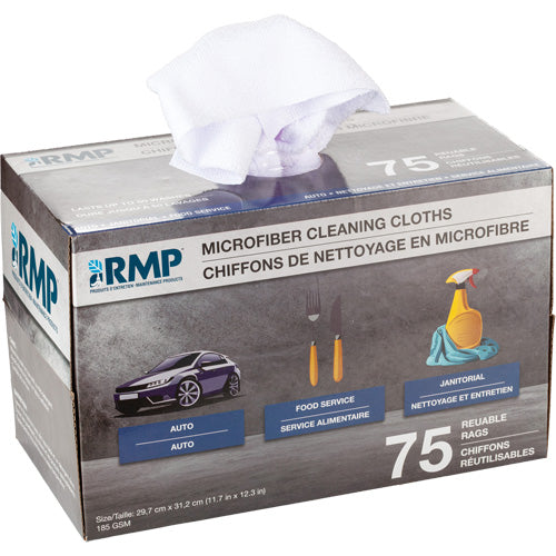 Washable Cleaning Cloths, Microfibre, White