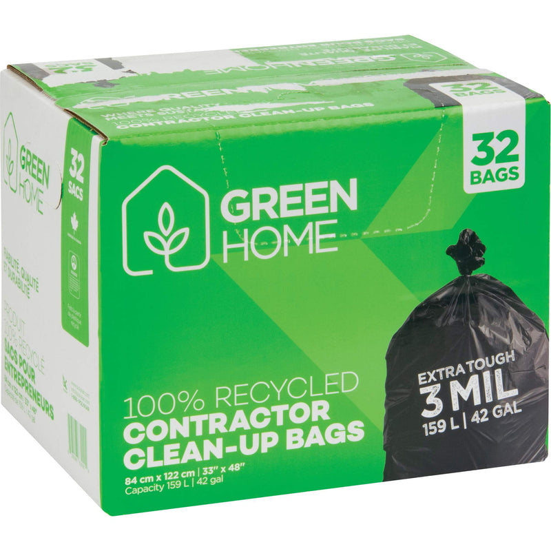 Sacs poubelles Green Home, robustes, 84 cm de large x 122 cm de long, 3 mils, noirs, ouverture sur le dessus