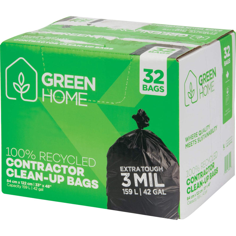 Sacs poubelles Green Home, robustes, 84 cm de large x 122 cm de long, 3 mils, noirs, ouverture sur le dessus
