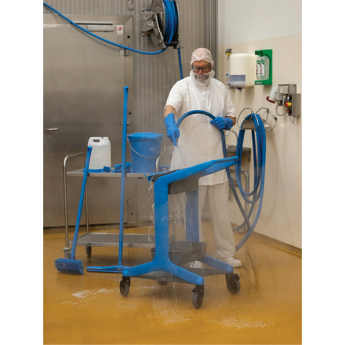 HyGo Mobile Cleaning Station, 30.7" x 20.9" x 40.6", Plastic/Stainless Steel, Blue