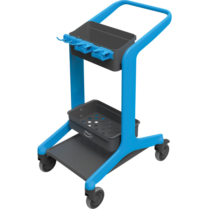 Station de nettoyage mobile HyGo, 78,7 x 53,9 x 103,9 cm, plastique/acier inoxydable, bleu