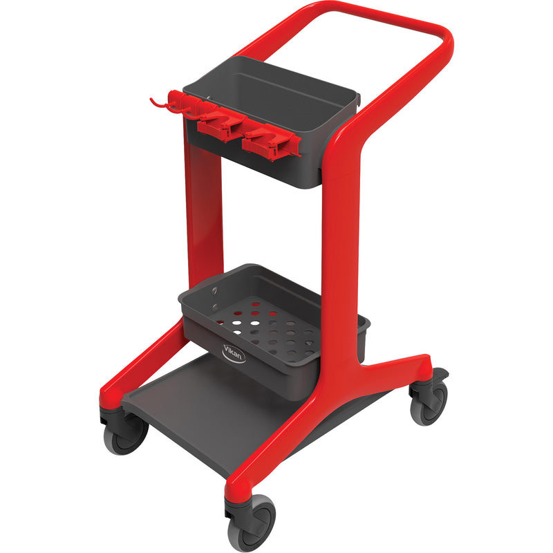 Station de nettoyage mobile HyGo, 78,7 x 53,9 x 103,9 cm, plastique/acier inoxydable, rouge