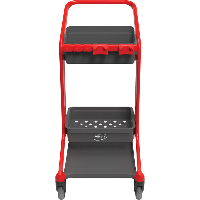 HyGo Mobile Cleaning Station, 30.7" x 20.9" x 40.6", Plastic/Stainless Steel, Red