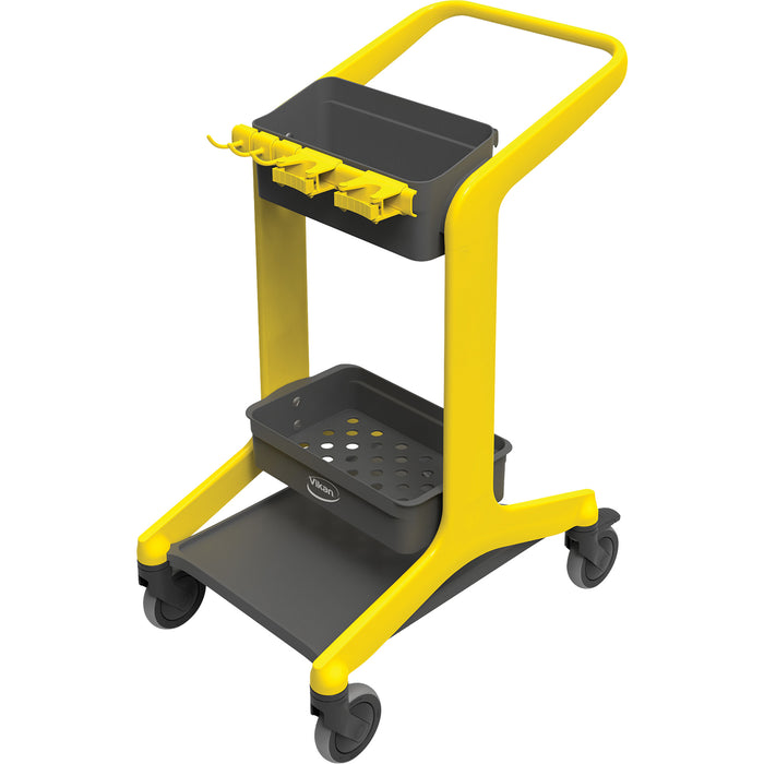 HyGo Mobile Cleaning Station, 30.7" x 20.9" x 40.6", Plastic/Stainless Steel, Yellow