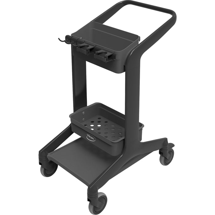 HyGo Mobile Cleaning Station, 30.7" x 20.9" x 40.6", Plastic/Stainless Steel, Black